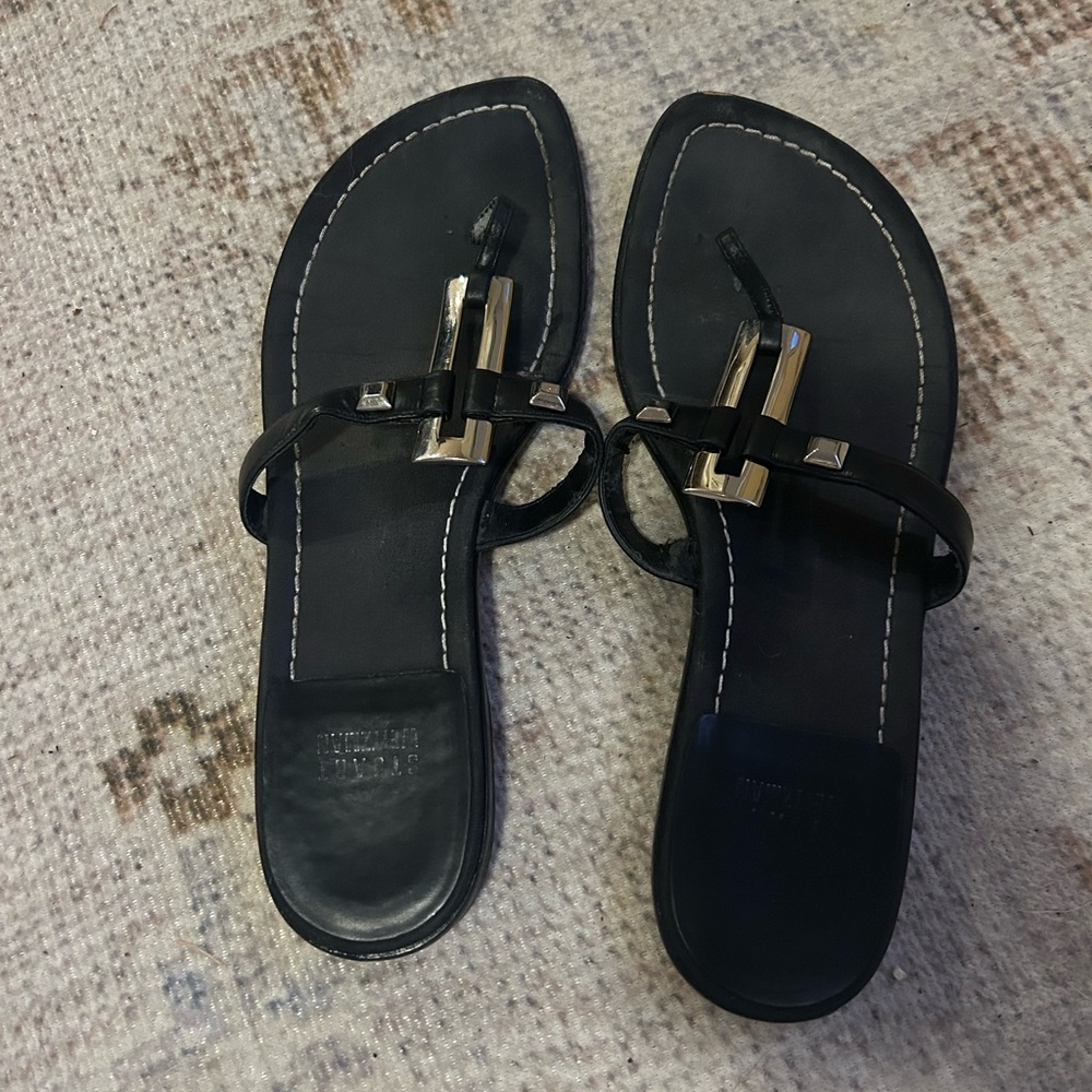 Stuart Weitzman Black Leather Sandals